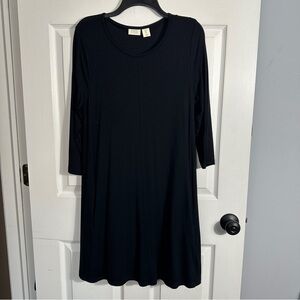 Sigrid Olsen sz. L black swing dress, rayon blend, fall, office, party